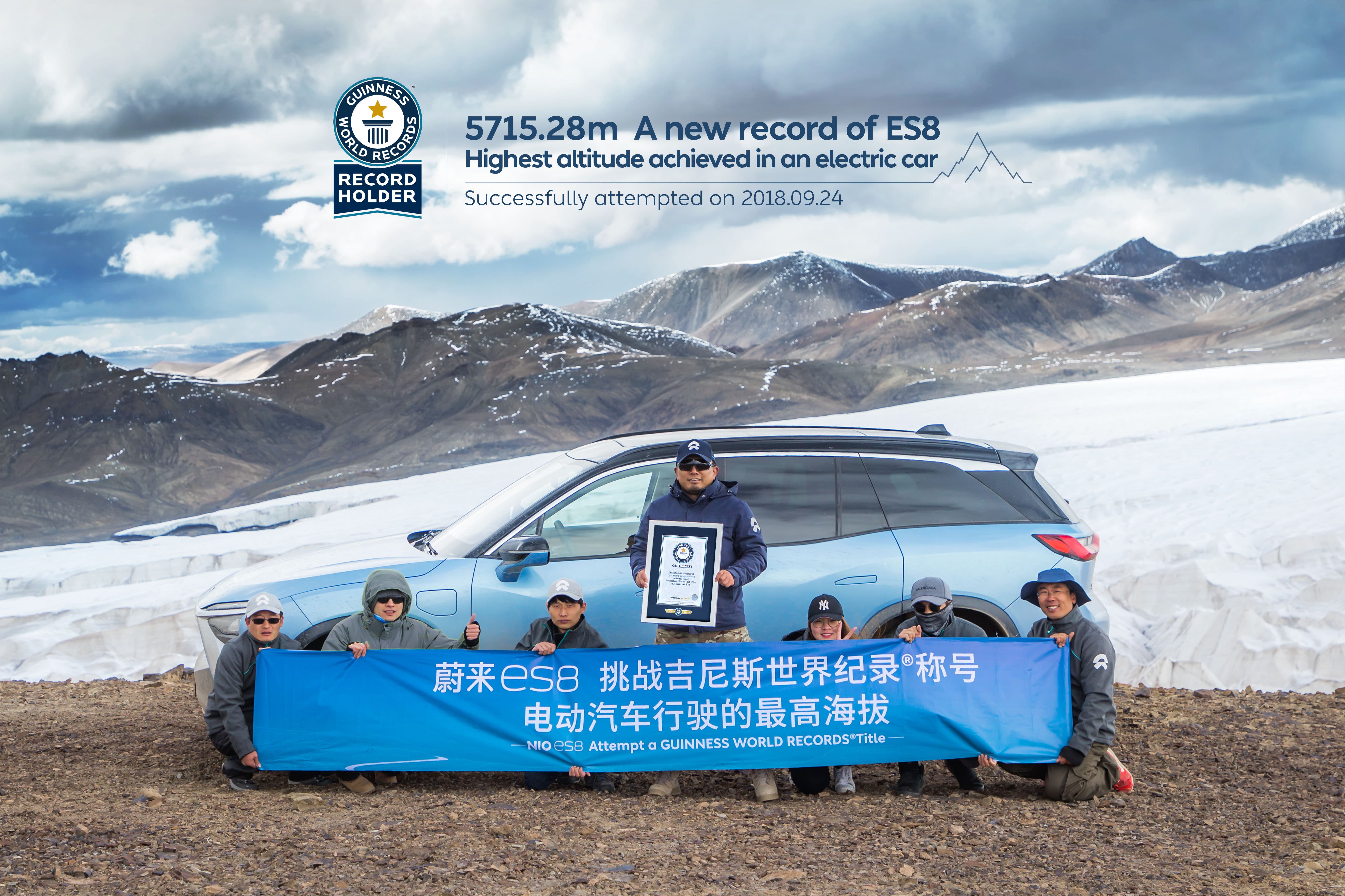 NIO ES8 Sets a GUINNESS WORLD RECORDS™ TITLE at the Height of 5715.28 Meters